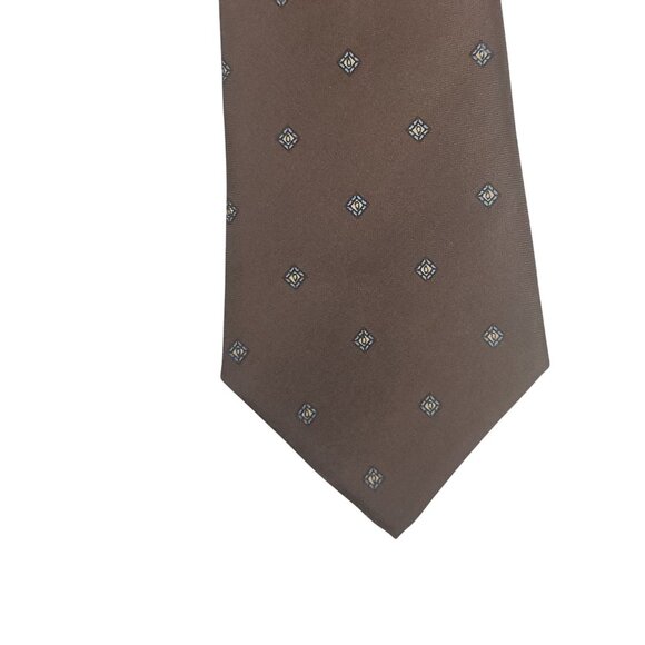 Kuppenheimer Brown Silk Tie With Geometric Pattern Neckwear Accessory - Picture 4 of 6